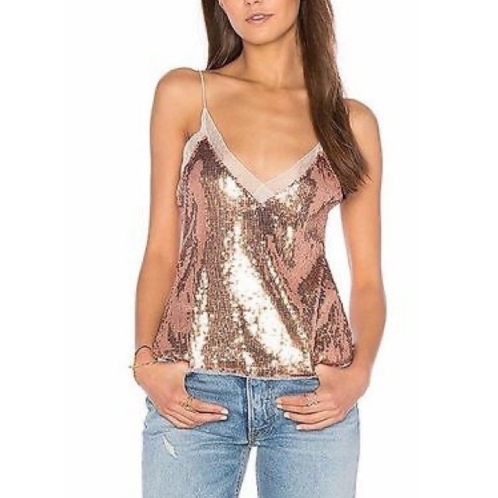 Free people rose gold sequin top